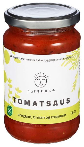 Tomatsaus Organo,Timian&Rosmarin Superbra 350g./ Økologisk
