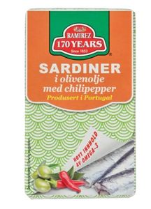 Hovedbilde Ramirez Sardiner i Olivenolje Chili 124g.