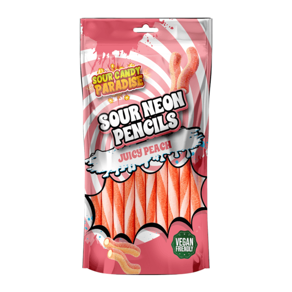 Candy Paradise Sour Neon Pencils Juicy Peach 130g. Halal/ Vegan