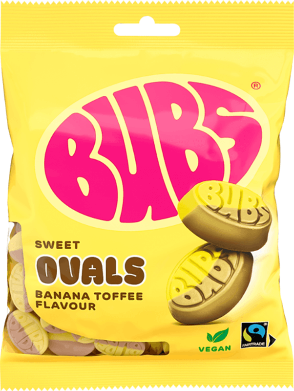 Bubs Sweet Ouals BANAN TOFFEE  90G. Gelatinfri