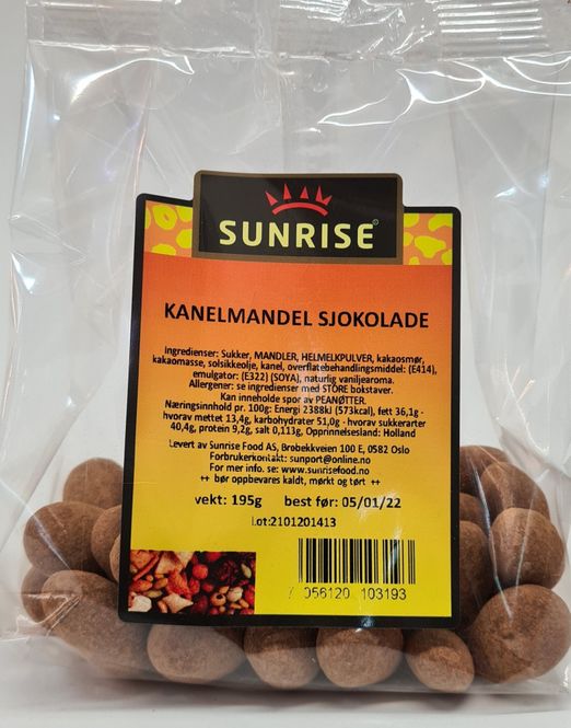 Hovedbilde Sunrise Kanelmandler Sjokolade 170g.