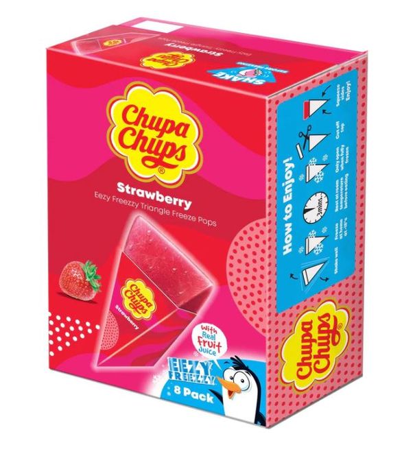 Hovedbilde CHUPA CHUPS STRAWBERRY FREEZE POPS TRIANGLES 8 X ...