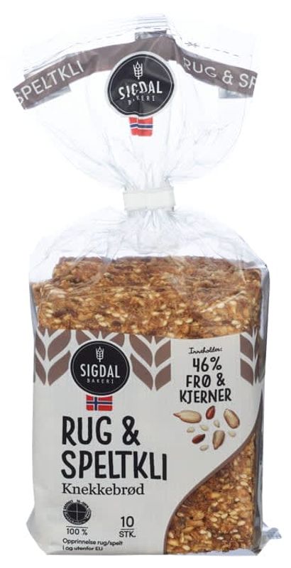 Sigdal Rug& Speltkli Knekkebrød 220g.
