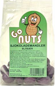 Hovedbilde GO NUTS SJOKOMANDLER BLÅBÆR  120g.